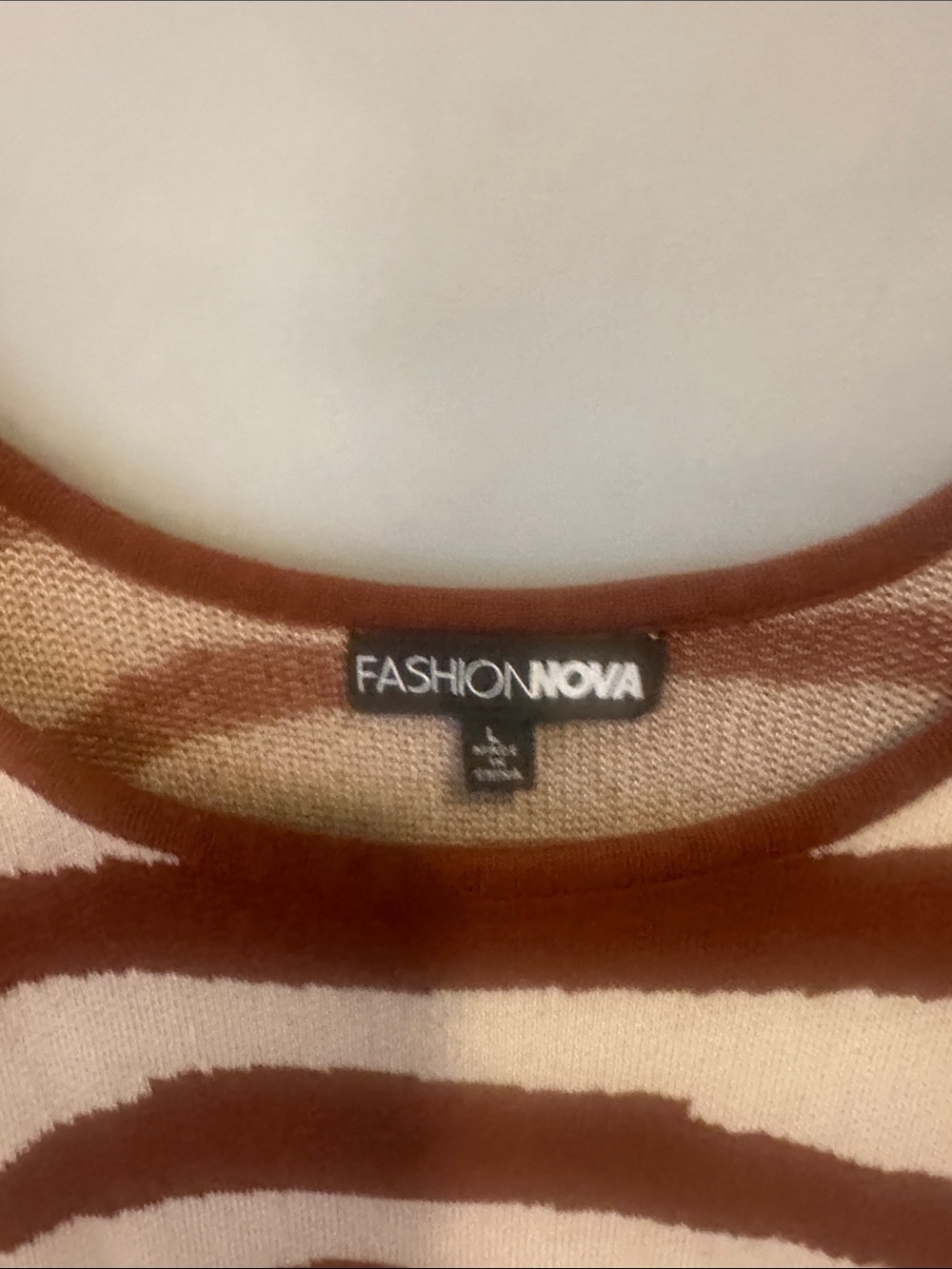 Fashion Nova Brown & Cream Zebra-Stripe Knit Top - Picture 2 of 4